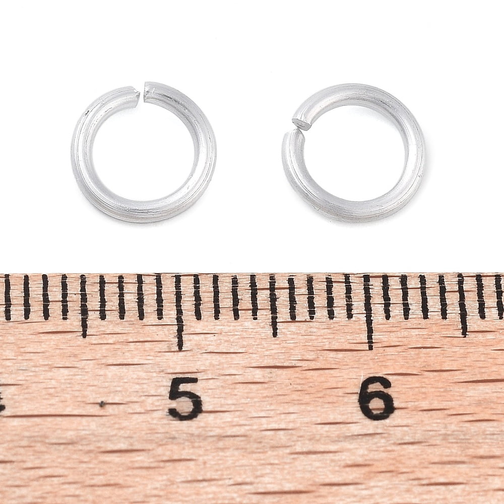 Aluminum Open Jump Rings Saw Cut Round Silver 8x1mm Inner Diameter: 5mm
