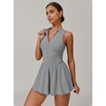 thumbnail image 4 of Womens Tennis Golf Dress with Built-in Bra Shorts Zipper Slim Fit A-Line Hem Skirt Athletic with Pockets Grey M, 4 of 8