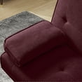 thumbnail image 5 of Futon Sofa Bed, Velvet Fabric Comfy Futon Couch Bed with 2 Square Pillows, Convertible Sleeper Sofa with Adjustable Backres Modern Loveseat Sleeper for Living Room, Burgundy Red, 5 of 7