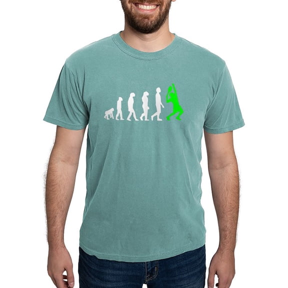 CafePress - Tennis Evolution (Green) T Shirt - Mens Comfort Colors Shirt