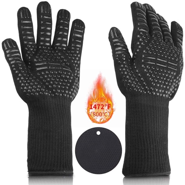 Guante de calor, guante de horno viene con almohadilla de silicona, guantes de barbacoa, guante de horno, guante de horno antideslizante hasta 1472 °F/800 °C, guante resistente al calor ShuxiuWang 8390613662682