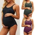 thumbnail image 3 of Neinkie Maternity Swimsuit One Piece Bathing Suit Button Neck Cross Back, 3 of 7