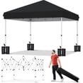 thumbnail image 5 of 10x10 pop - up outdoor canopy tent | one - button push setup | 3 adjustable heights | comes con portable roller bag, 4 weight bags, 8 stakes & 4 guy ropes (negra), 5 of 5