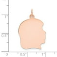 thumbnail image 2 of Beautiful 14k Rose Plain Large.011 Gauge Facing Right Engraveable Girl Head Charm, 2 of 2