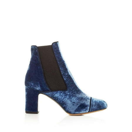 

TABITHA SIMMONS Womens Blue Stretch Padded Kiki Block Heel Booties 39