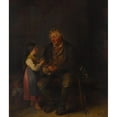 thumbnail image 2 of Johann Matthias Ranftl 12x14 Gold Ornate Wood Frame and Double Matted Museum Art Print Titled - The Grandfather (The Grandfather) (1852), 2 of 4