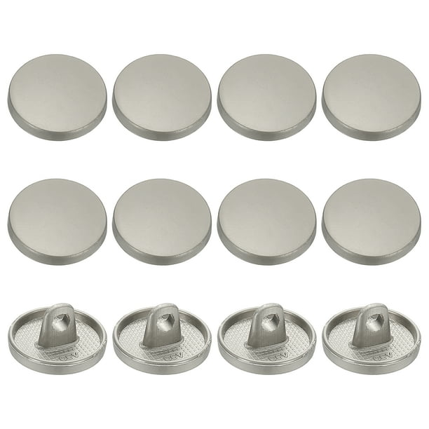 Botones planos redondos de metal, botones de costura en forma redonda para hombres y mujeres, 12 mm y 12 paquetes y plata brumosa