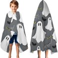 thumbnail image 3 of Halloween Ghost Eyes Pattern Hooded Bath Towel，60"x35" for Ages 3 To 12 Kids, Quick Dry Lightweight Soft Microfiber Hood Beach Towel Cover Up for Kids, 3 of 7