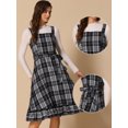 thumbnail image 2 of DARING DIVA Women's Ruffled Sleeveless Tie Waist A Line Plaid Dress XS Black White, 2 of 5