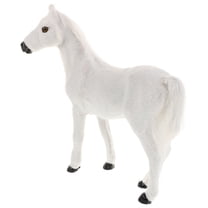 UPOUART White Plush Horse Figurine Realistic Horse Ornament Perfect for Retro Desktop Decor