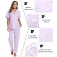 thumbnail image 3 of MAYFISH 100% Cotton Women's Pajamas Sets Button Down Sleepwear Short Sleeve with Long Pants Lounge Pj set(Light Purple, XL), 3 of 5