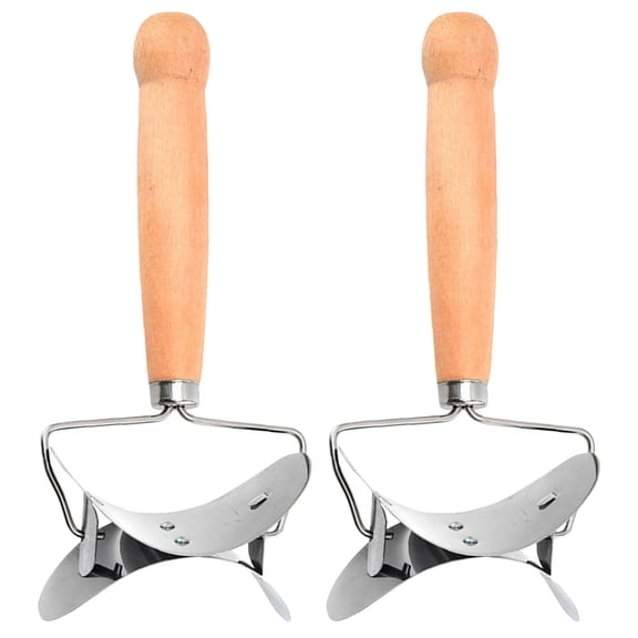 WRISTBIQUE Dumplings Wrappers Dumpling Wrapper Cutter Stainless Steel and Wood 2Pack