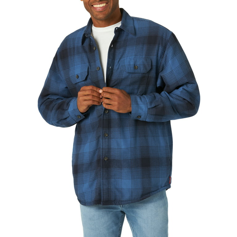 Wrangler Men's Sherpa Lined Flannel Heavyweight Shirt Jacket