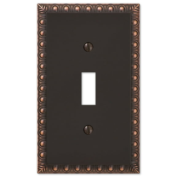 Amerelle 90TVB Egg & Dart Wallplate, 1 Toggle, Cast Metal, Aged Bronze, 1-Pack