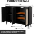 thumbnail image 2 of Sideboard Buffet Rattan Cabinet, Accent Storage Cabinet, Boho Large Kitchen Storage Cabinet with Power Outlet, Adjustable Shelves for Living Room, Hallway, Entryway, 2 of 7