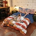 thumbnail image 4 of Manfei USA Flag Deer Full Size Bedding Sets, Fall Maple Full Size Bed in a Bag, Red Brown White, Navy Reversible 7 Pieces, 4 of 6