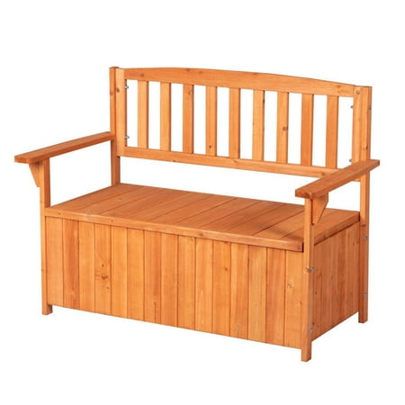 Good Life Outdoor Waterproof Garden Storage Bench Box with Chair Backrest – All Weather Patio Furniture Cabinet made of Fir