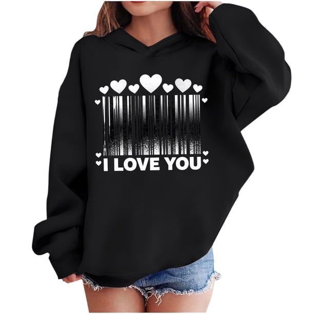 Sudadera con capucha y estampado de corazón de San Valentín, sudadera de manga larga para niños y niñas, chaqueta para niñas de talla mediana y grande.