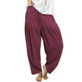 thumbnail image 2 of Red Womens Work Pants Business Casual, Wide Leg Pants For Women, Capris For Women Casual Summer, Dress Pants Women, Women's Solid Color Daily Commuting Fashion Casual Radish Pants, 2 of 5