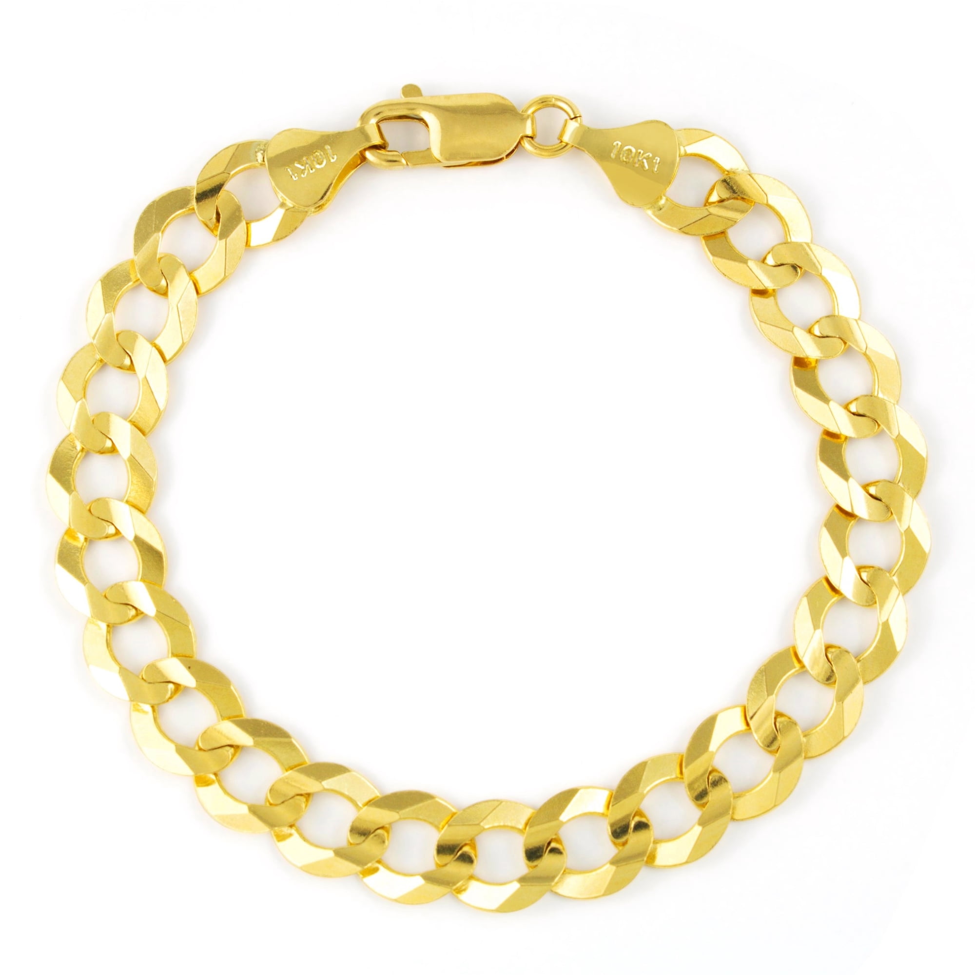 Nuragold 10K Real Yellow Gold Solid Cuban Curb Link Chain Bracelet 7"-9" (1.5mm-12mm) Italian Jewelry for Men & Women