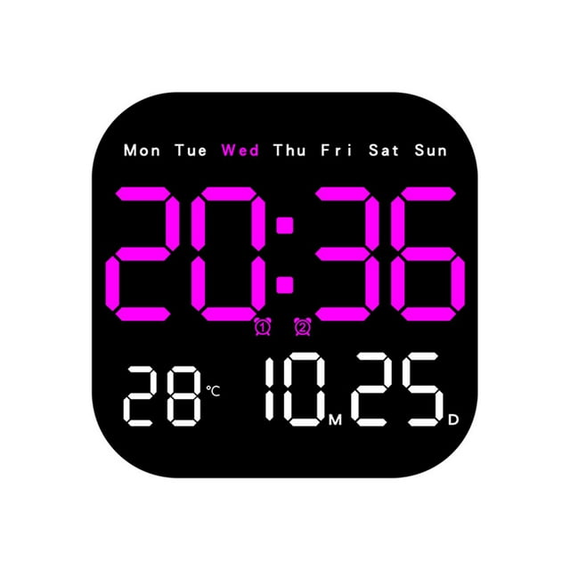 Youkk LED Wall Clock Unique Style Remote Control Digital Date Multiple Functions Electronic Table Clock Red