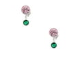 thumbnail image 2 of Delight Jewelry Crystal Green Channel Drop Pink Crystal Clip on Earrings, 2 of 5