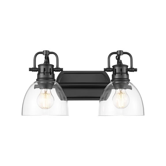 Yep by Golden Lighting Duncan 2-light Vanity in Matte Black and Clear Glass