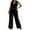 Black, variant on Sentmoon 2 Piece Sets Business Casual Tops for Women and Dress Pants Oversized Sleeveless V Neck Tshirts Shirts for Women Relaxed Solid Color Festival Outfits for Women for Travel and Vacation