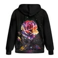 thumbnail image 2 of SCRAWLGOD Galaxy Rose Hoodie Zip Up Women Light Weight Sweat Shirts for Women Casual Long Sleeve Oversized Zipper Jacket for Women Elastic Ladies Hooded Sweaters Size L, 2 of 7