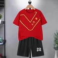 thumbnail image 2 of Odeerbi 3-14 Years Kids Boys Summer Athletics Outfits Quick Drying Sports Running Tops Shorts Set Short Sleeve Round Neck Shorts Suit Kids Boys Clothes, 2 of 6