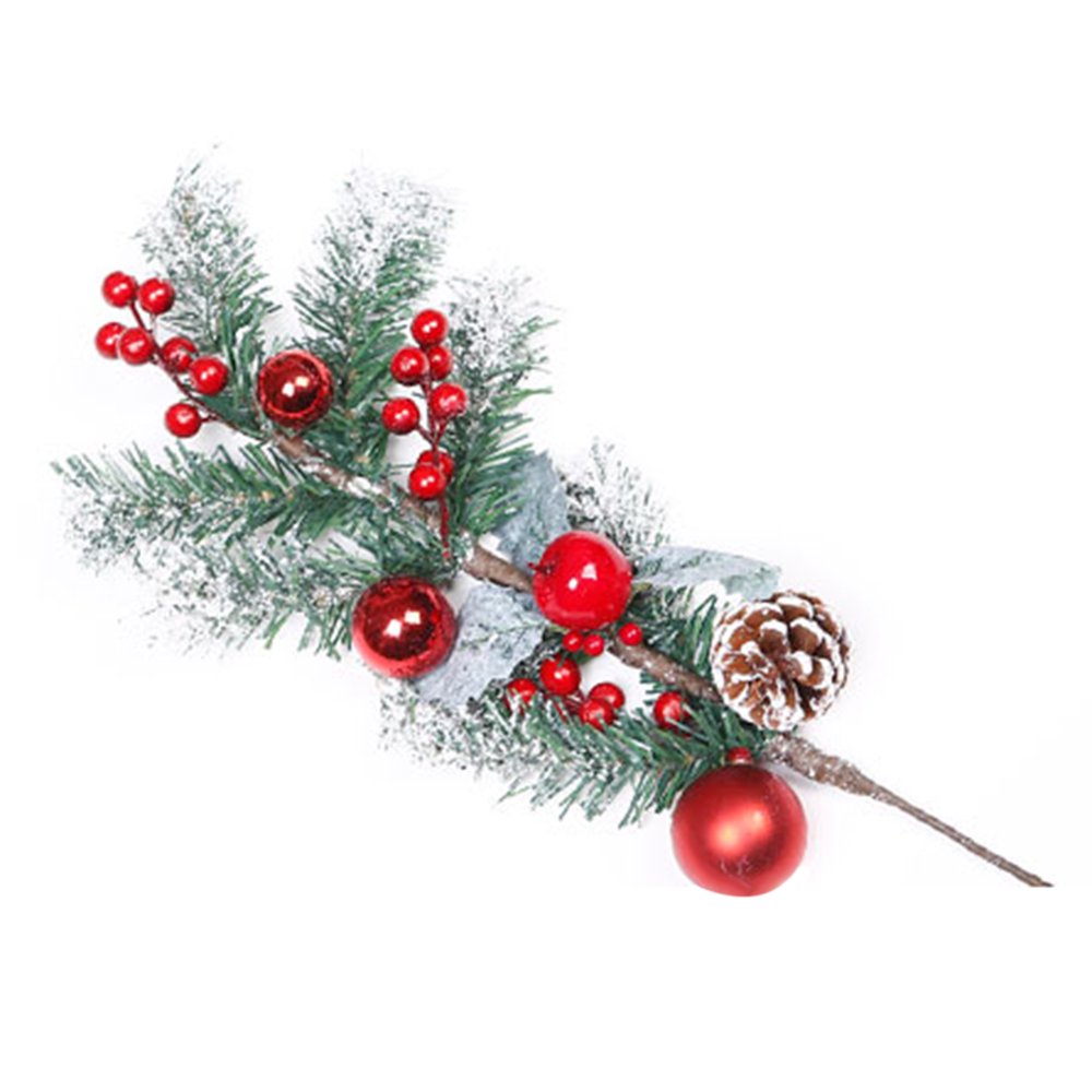 Red Berry Stems Artificial Pine Picks for Christmas Tree Decorations