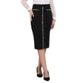thumbnail image 1 of Falda lápiz ajustada de cintura alta para mujer INSPIRE CHIC, elástica, hasta la rodilla, faldas de oficina M negra, 1 of 5