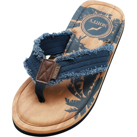 

NORTY Mens Flip Flops Adult Male Beach Thong Sandals Tan Indigo