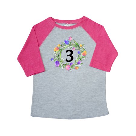 

Inktastic 3rd Birthday Tulip Flower Wreath Gift Toddler Boy or Toddler Girl T-Shirt