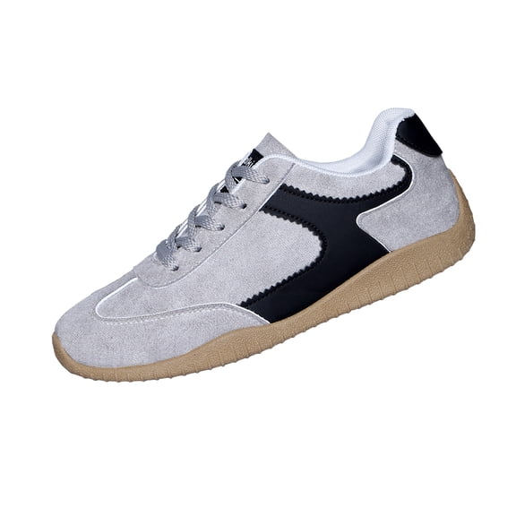 EKVAHL Women's Retro Orthopedic Sneakers, Lace‑Up Faux Suede Tennis Shoes, Streetwear Daily Commute Hangout Walking Shoes Gray
