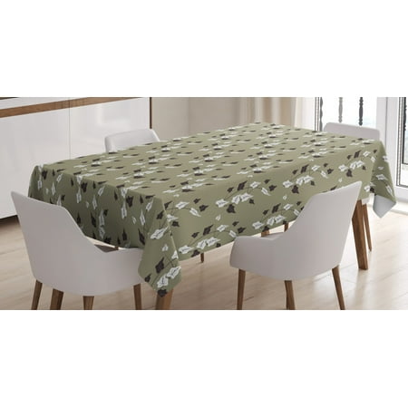 

Floral Tablecloth Wildflowers Pattern Light and Dark Colors Curvy Branches Natural Theme Rectangular Table Cover for Dining Room Kitchen 52 X 70 Inches Khaki White Dark Brown by Ambesonne