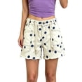 thumbnail image 7 of LEKWK Polka Dot Jean Shorts Womens High Waisted Drawstring Casual Denim Shorts Y2K Loose Fit Frayed Bottoms with Pockets Summer Beach Vacation Outfits, 7 of 7