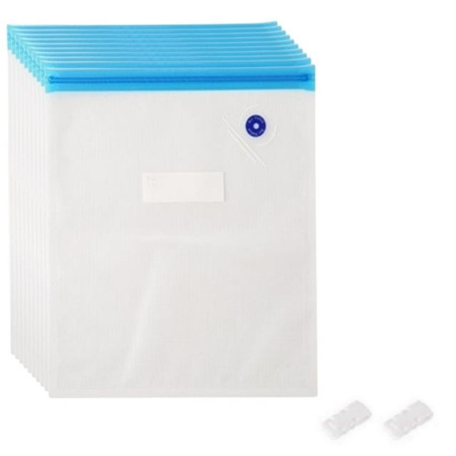 Ensemble de 10 Sacs sous Vide Réutilisables avec Pompe à Main pour Stockage Alimentaire Gain de Place 26X34cm