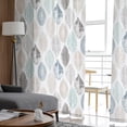 thumbnail image 4 of Teal Beige Tropical Leaves Sheer Curtains 96 Inches Long 2 Panels Set, Window Sheer Curtains for Living Room/Bedroom, Modern Abstract Art Aesthetics Light Filtering Rod Pocket Curtain 52'' x 96'' x 2, 4 of 7