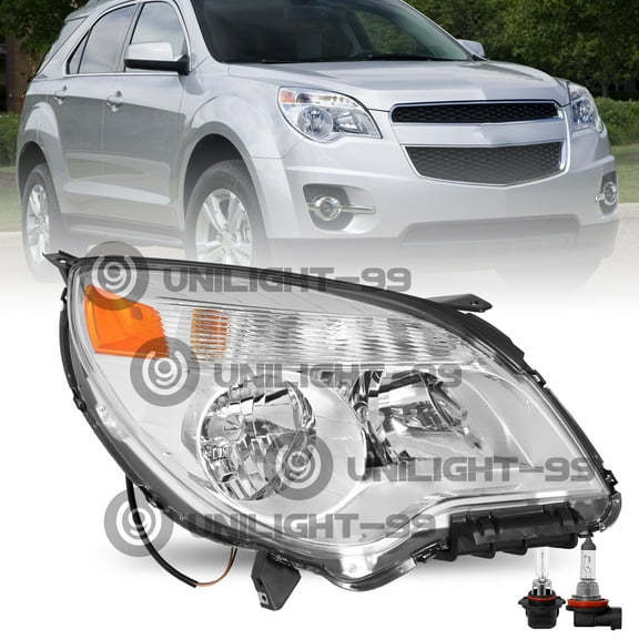 For 2010-2015 Chevy Equinox Halogen Chrome Headlights Passenger Right w/Bulbs
