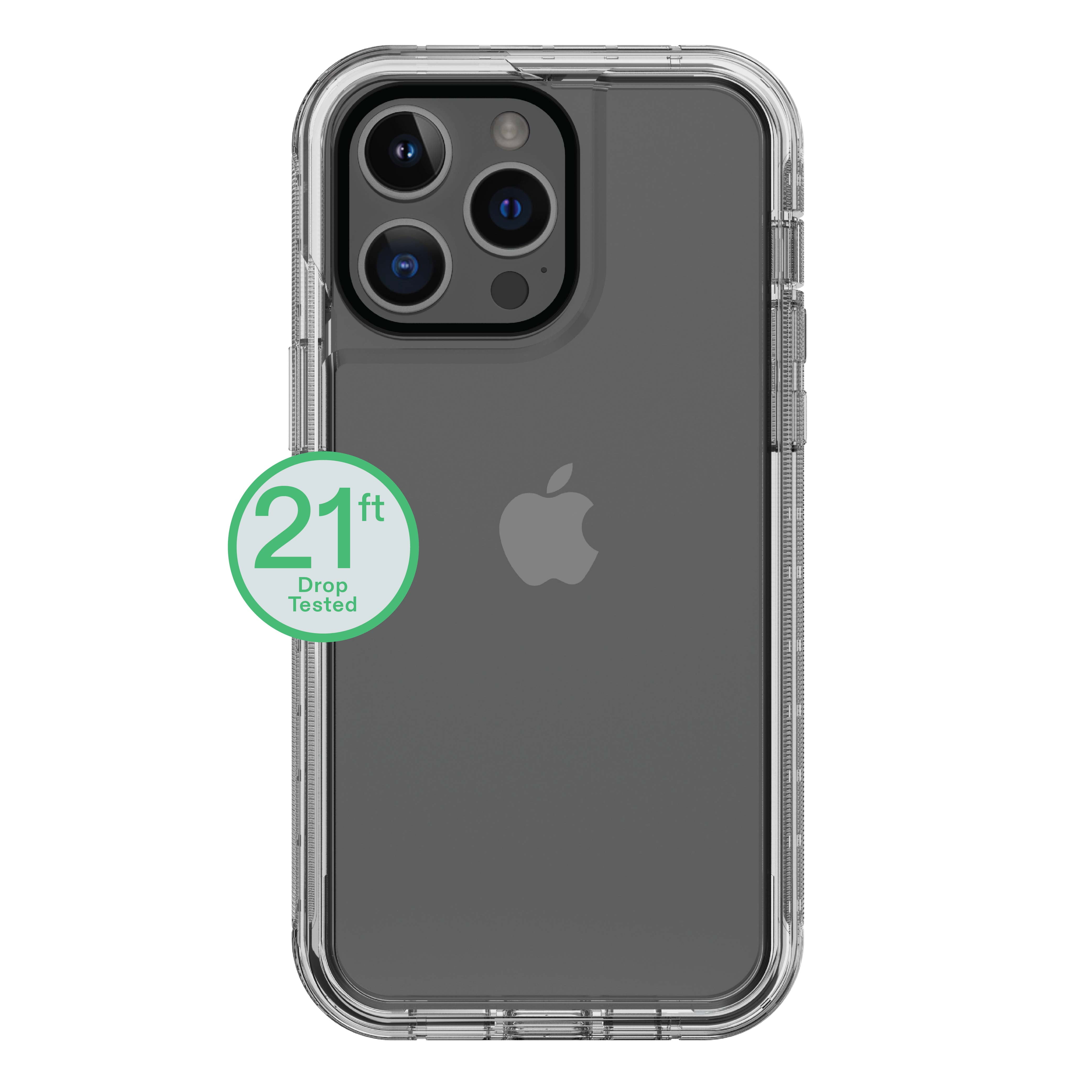 onn Rugged Phone Case with Holster for iPhone 14 Pro Max - Clear