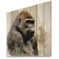 thumbnail image 2 of Designart "Powerful Primate Gorilla I" Animals Print on Natural Pine Wood, 2 of 5