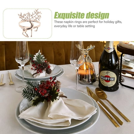 

Frcolor Napkin Rings Xmas Elk Party Holder Exquisite Ring Christmas Metal Reindeer Table Buckles Serviettebuckle Decors Holders