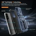 thumbnail image 3 of Dteck Rugged Case for Samsung Galaxy A36 5G with Kickstand, Shock-Resistant Hybrid PC+TPU Anti-Scratch Non-Slip ﻿Slide Camera Cover Shockproof Heavy Duty Robust Protective Case, Blue, 3 of 10