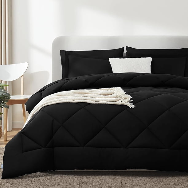 Sleepdown Ensemble De Literie Confortable 5 Pcs Lit En Sac Microfibre Ensemble De Couette Simple Noir