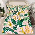 thumbnail image 2 of Castle Fairy Wildlife Leopard 4 Pieces Queen Sheet Sets,Tropical Leaves Ultra Soft Flat Sheet,Jungle Animal Queen Fitted Sheet,Super Cozy Botanical Room Decor, 2 of 5