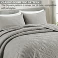 Exclusivo Mezcla Light Gray Twin Quilt Set, Square Pattern Ultrasonic
