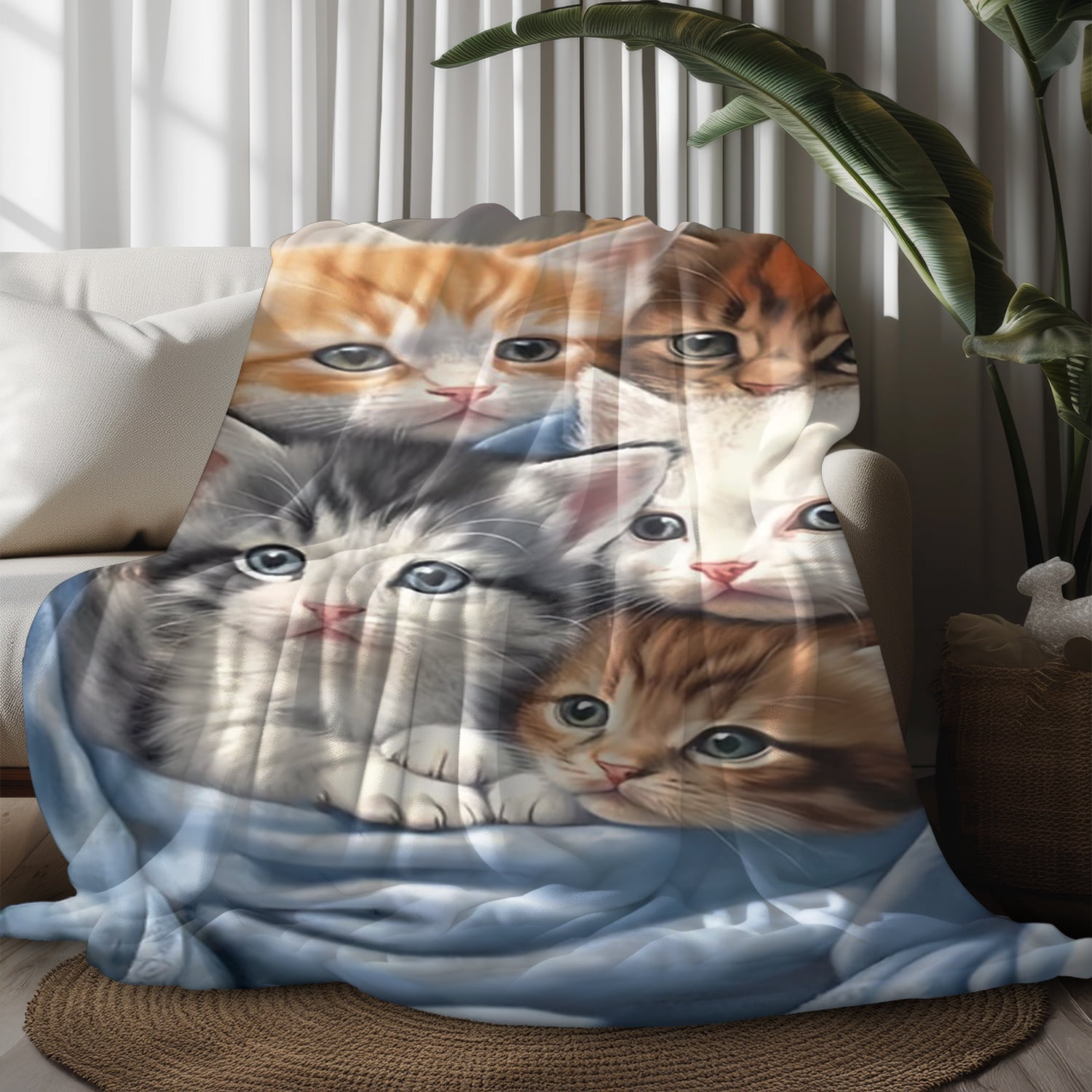 Fleece Blanket for Bed & Sofa - Soft Printed Throw Blanket, Fuzzy Blankets & Throws 50x60 Inches