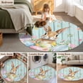 thumbnail image 5 of Round Rugs 3.3Ft, Easter Round Area Rug Washable Indoor Throw Carpet, Spring Rabbit Eggs Flowers Leaf Green Wooden Plank Soft Non Slip Circle Rug for Laundry Room Patio Home Decor Aesthetic, 5 of 8
