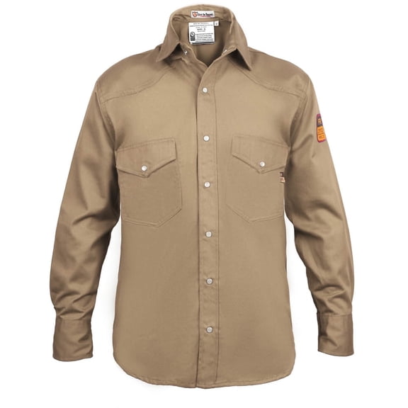 Flame Resistant FR Shirt - 88/12 (Size: Small, Color: Khaki)